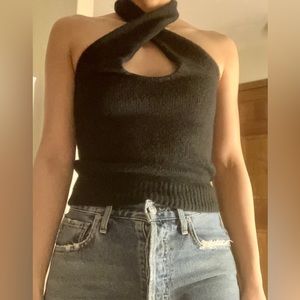 FINAL SALE: Musier Paris Samantha Top Black Knit Halter